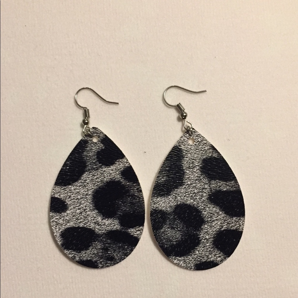 Faux Leather Leopard Earrings